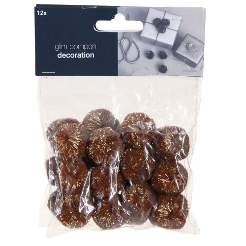Artikel Pomponer med glitterbrune 2,5 cm pomponer 2 poser – 24 stk