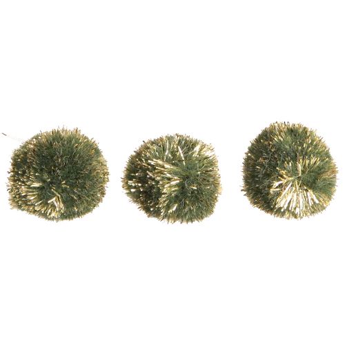 Artikel Pomponer med glittergrøn 2,5cm pomponer 2 poser – 24 stk