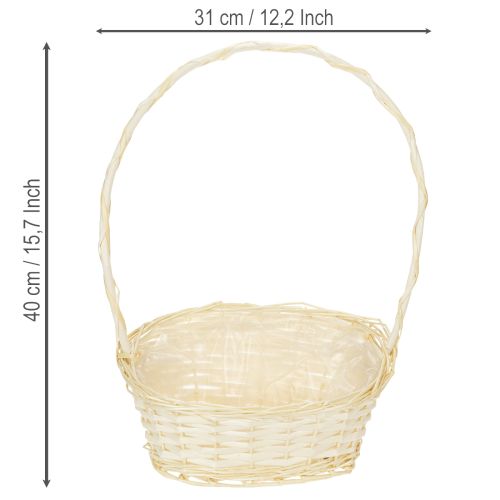 Gavekurv 27 cm x 18 cm H43 cm lys | Floristik24.dk