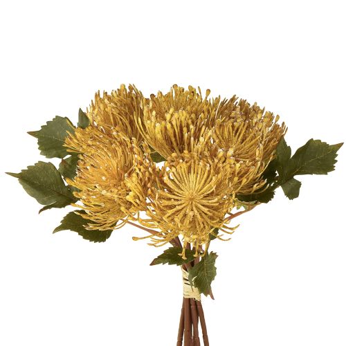 Protea kunstig Leucospermum nålepude gul 30 cm 6 stk