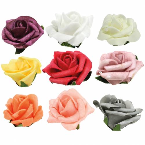 Skumrose Ø6cm forskellige farver 27 stk