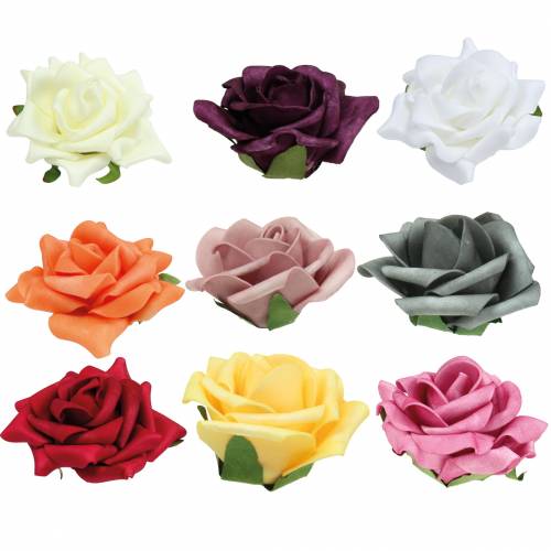 Floristik24 Skumrose Ø7,5cm forskellige farver 18 stk