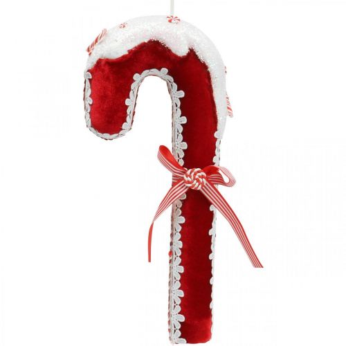 Floristik24 Candy cane dekoration stor julerød hvid med blonder H36cm