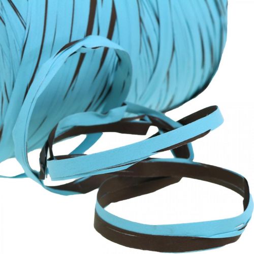 Dekorationsbånd lavet af plastik, raffia, flerfarvet gavebånd blå-brun L200m