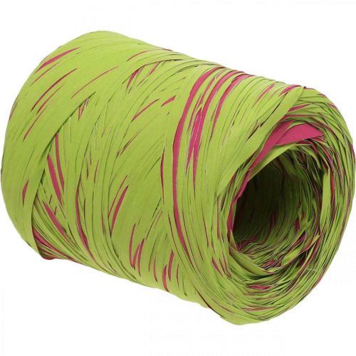 Artikel Raffia bånd lysegrøn, pink, poly raffia 200m