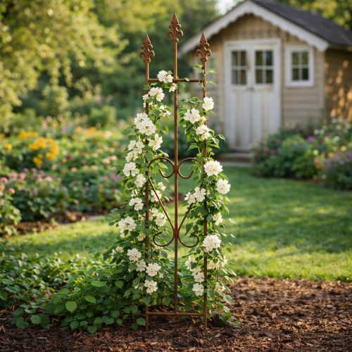 Artikel Haveespalier, dekorativ hjerteformet plantestøtte til klatreplanter, 98 cm