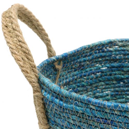 Floristik24 Rattan kurv natur/blå Ø40/32/26cm 3stk