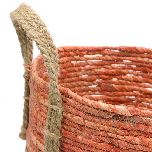 Floristik24 Rattan kurv natur/orange Ø40/32/26cm 3stk