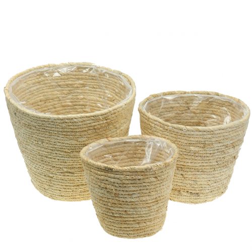 Plantekurv rattan natur Ø26/22/16cm 3stk