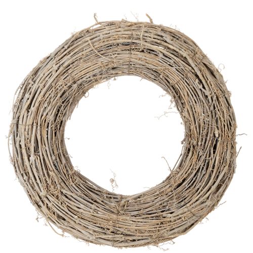 Dekorativ krans, rattangrene, hvidvasket, til kreativt design, 50 cm