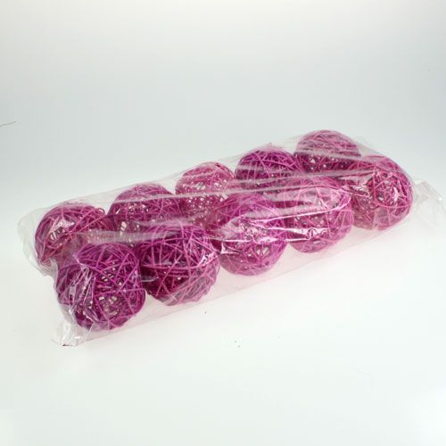 Floristik24 Rattan kugle 10 cm lilla 10stk