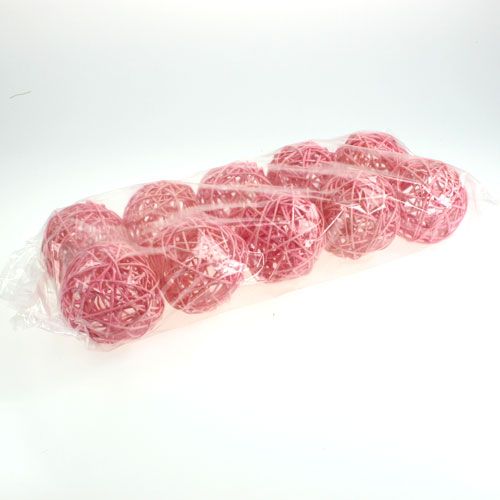 Floristik24 Rattankugle Ø10cm pink 10p
