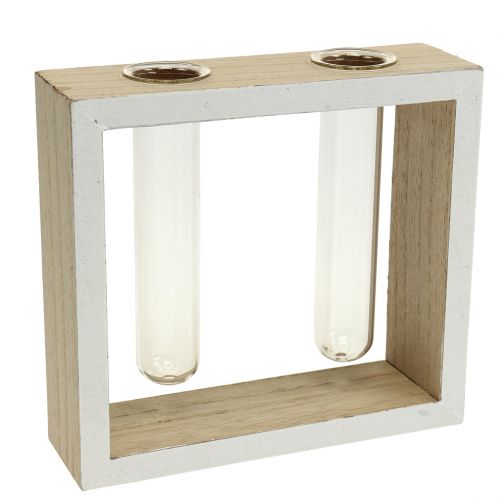 Floristik24 Reagensglas i træramme 13cm x 12cm 2stk
