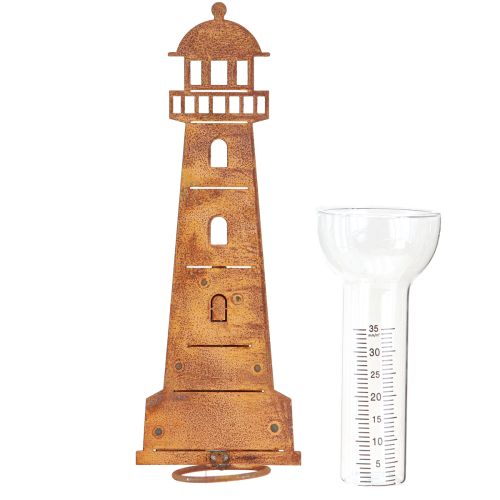Artikel Regnmåler Fyrtårn Rustlook – Dekorativ regnmåler til haven og hegn 41cm Rust