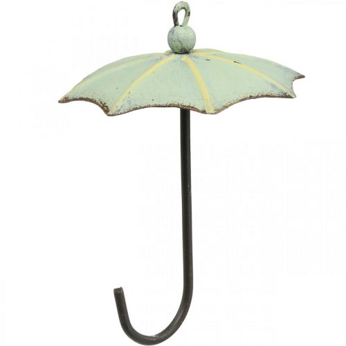 Floristik24 Paraplyer til ophæng, forårsdekoration, paraply, metaldekoration pink, grøn H12,5cm Ø9cm 4stk