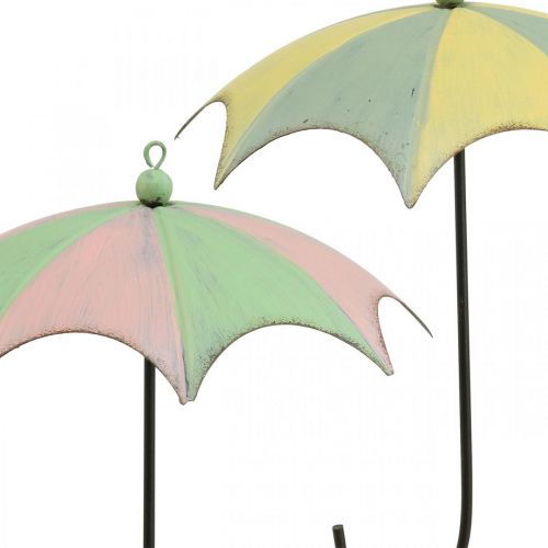 Artikel Metal paraplyer, forår, hængende paraplyer, efterårsdekoration pink/grøn, blå/gul H29,5cm Ø24,5cm sæt af 2 stk.