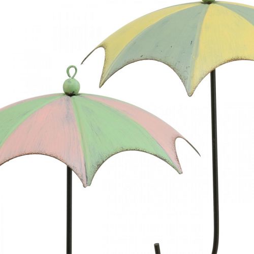 Floristik24 Metal paraplyer, forår, hængende paraplyer, efterårsdekoration pink/grøn, blå/gul H29,5cm Ø24,5cm sæt af 2 stk.