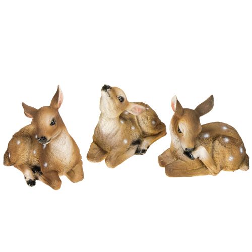 Hjortedekoration, liggende borddekoration, rådyrfigur, 13×6,5×12 cm, 3 stk.