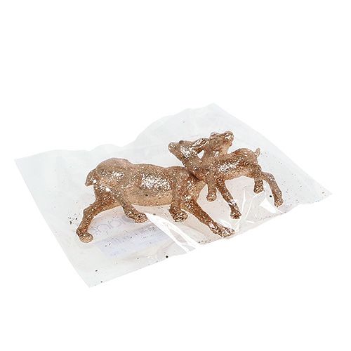 Floristik24 Hjorte med fawn 10 cm lys guld med glimmer