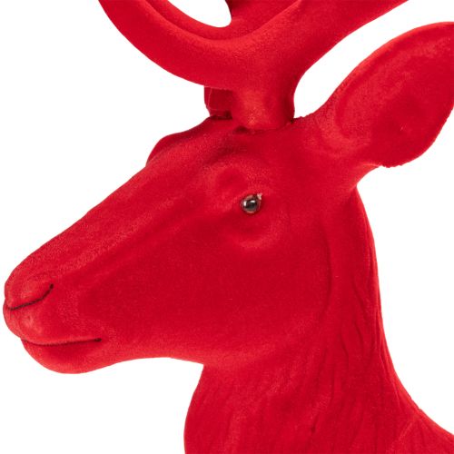 Dekorativ figur af en stående hjort, stor, flokket juledekoration, 85 cm | Floristik24.dk