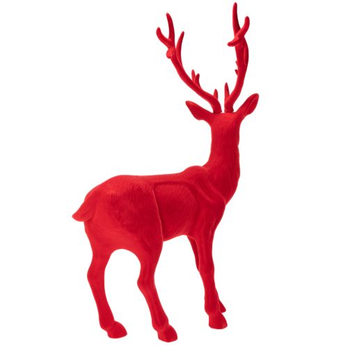 Dekorativ figur af en stående hjort, stor, flokket juledekoration, 85 cm | Floristik24.dk