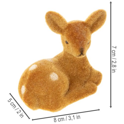 Dekorativ liggende rådyrfigur til borddekoration, 8 cm, 6 stk. | Floristik24.dk