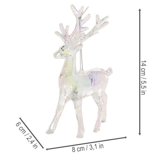 Akryl rensdyrpynt til juletræ, 14 cm, 4 stk. | Floristik24.dk