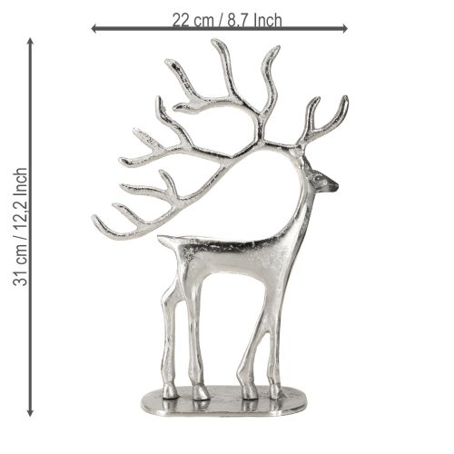 Artikel Rensdyr dekoration hjorte figur metal sølv H31cm