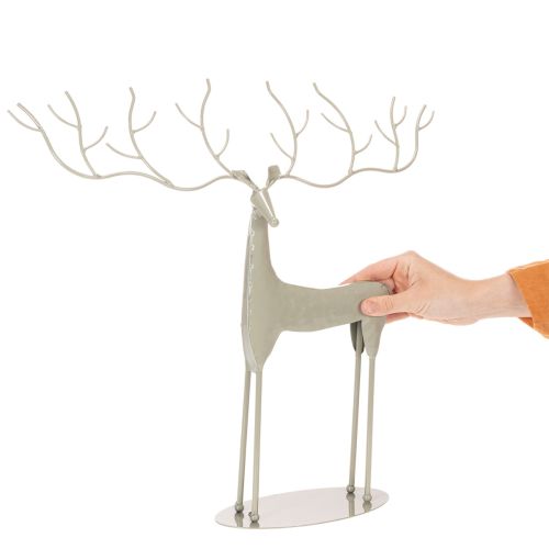 Dekorativ hjorteskulptur med store gevirer, moderne metallook, 48 cm | Floristik24.dk