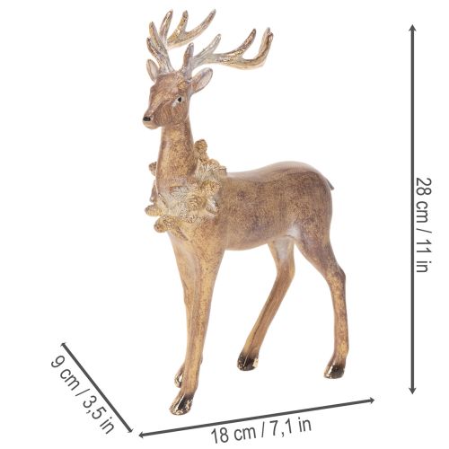 Dekorativ figur af en hjort med gevir, til stående, juledekoration, 28 cm | Floristik24.dk