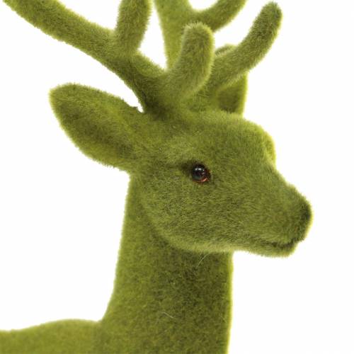 Artikel Dekorative rensdyr flokkede mosgrøn 20cm 2 stk