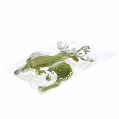 Artikel Dekorative rensdyr flokkede mosgrøn 20cm 2 stk