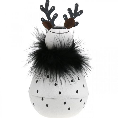 Artikel Dekorativ rensdyr, juledekoration, dekorativ figur af metal, advent hvid, sort H15,5cm Ø8cm