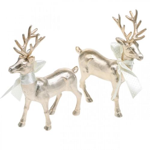 Deco hjorte stående champagne bordpynt jul 18,5cm 4stk