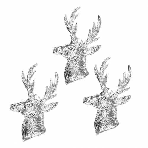 Floristik24 Dekorativ rensdyrbuste sølvmetal 8cm × 4,8cm 8 stk