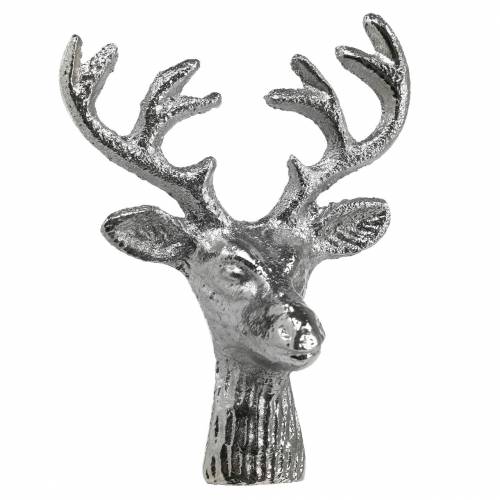 Floristik24 Hjortehoved til kunsthåndværk metal sølv 6,8 cm 6stk. Adventsdekoration
