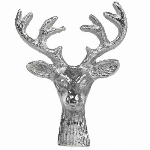Floristik24 Hjortehoved til kunsthåndværk metal sølv 6,8 cm 6stk. Adventsdekoration