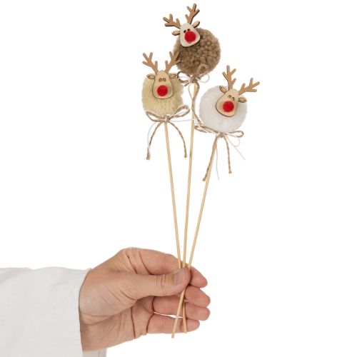 Dekorative rensdyrfigurer med pomponer og juleklemmer 24 cm 12 stk. | Floristik24.dk