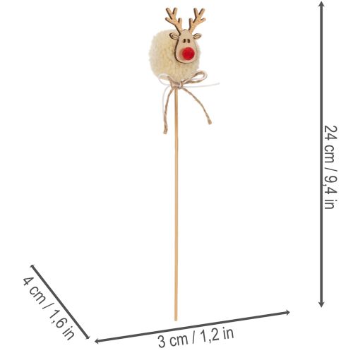 Dekorative rensdyrfigurer med pomponer og juleklemmer 24 cm 12 stk. | Floristik24.dk