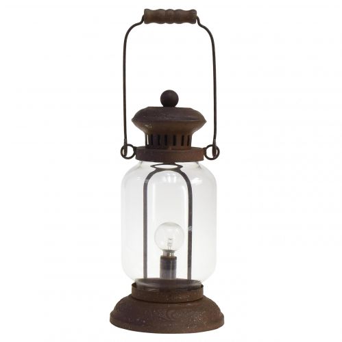 Floristik24 Retro lampe LED lanterne rustbrun varm hvid Ø11cm H30cm