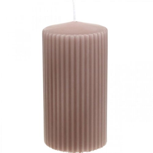 Søjlelys antik pink rillet lys 70/130mm 4stk