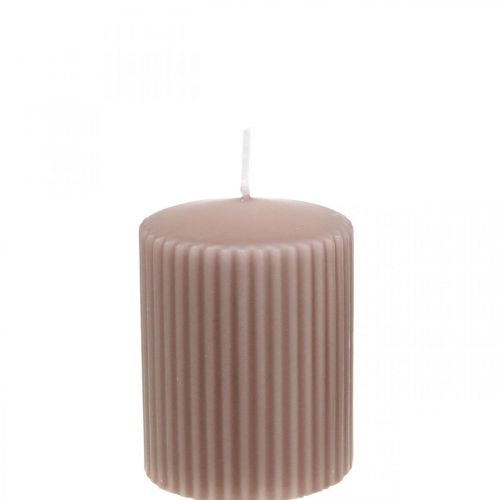 Søjlelys gammelrosa rillet lys 70/90mm 4 stk