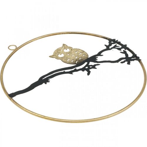 Artikel Vinduesdekoration ugle på gren efterår, dekorativ ring metal 22cm