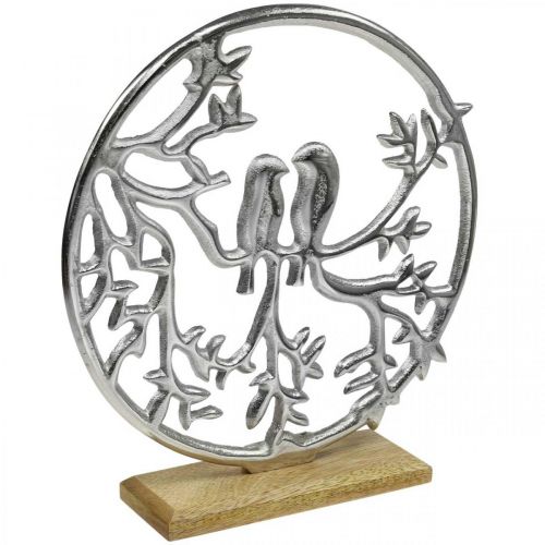 Borddekorationsfjeder, dekorativ ring fugl deco sølv H37,5cm