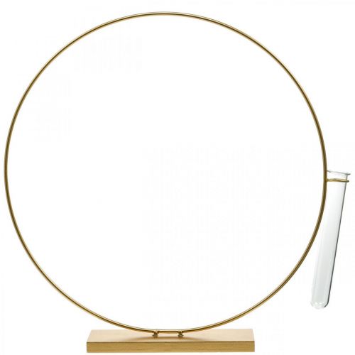 Floristik24 Dekorativ ring med stativ og reagensglas Metalring Gylden Ø35cm