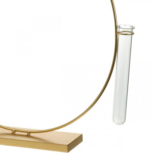 Floristik24 Dekorativ ring med stativ og reagensglas Metalring Gylden Ø35cm