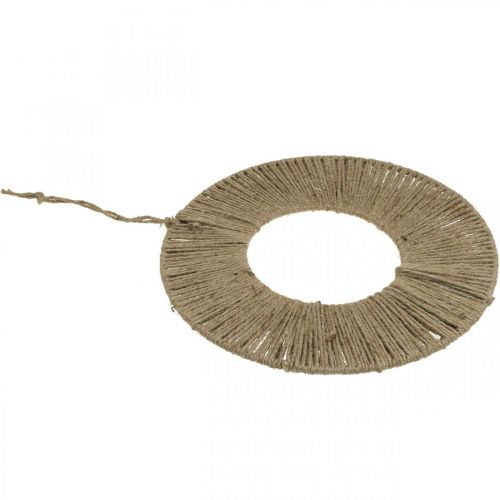 Artikel Ringbeklædt, sommerdekoration, dekorativ ring til at hænge op, naturfarver i boho-stil, sølv Ø29,5 cm