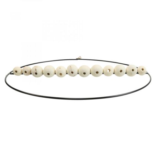Artikel Dekorativ ring metal træperler sort hvid natur Ø30cm 4 stk