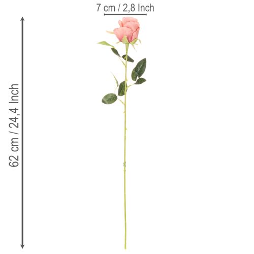 Kunstige roseblomster i en buket, lang stilk 62 cm, 12 stk. | Floristik24.dk