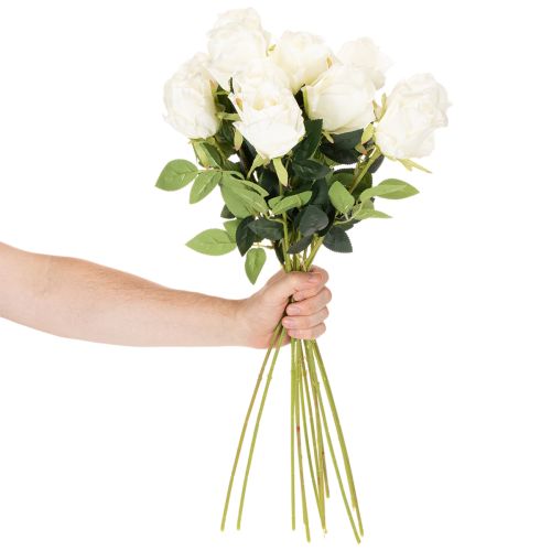Kunstig rosenblomst, lang stilk, til vase, 62 cm, 12 stk. | Floristik24.dk